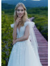 Beaded Ivory Lace Tulle Flowing Wedding Dress